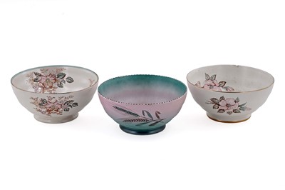Lot 507 - Three hand painted Maling production piece bowls