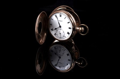 Lot 167 - A 1920's 9ct rose gold half hunter pocket watch retailed by J. W. Benson of London