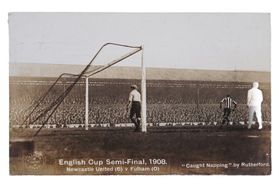 Lot 442 - J.Taylor Byker: "Caught Napping", 1908 English Cup Semi-Final postcard