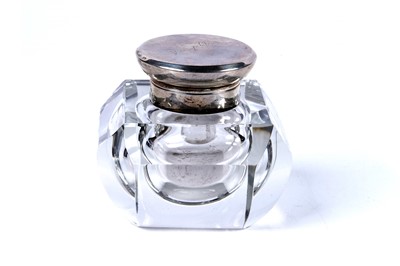 Lot 185 - A George VI silver mounted cutglass inkwell