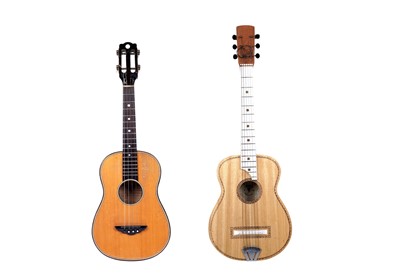 Lot 55 - A continental small guitar/uke; and Bontempi child's guitar