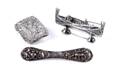 Lot 197 - Late 19th Century Grand Tour items including: a Southern Chinese silver hair pin