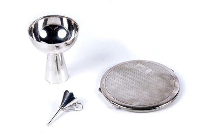 Lot 186 - A 1940's silver powder compact; and other silver items
