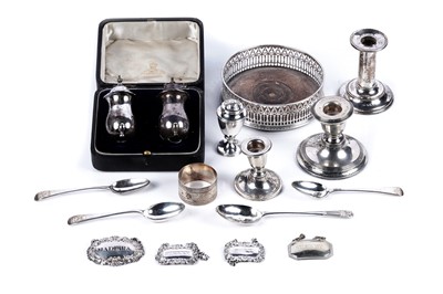 Lot 245 - Antique table silver including: a bottle coaster