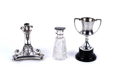 Lot 199 - A Great War period silver-mounted cut glass perfume bottle; and others