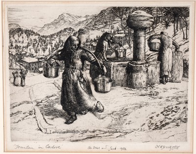 Lot 730 - Hubert Andrew Freeth - Fountain in Cadore | etching