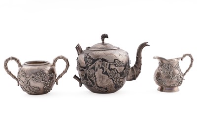 Lot 58 - A late 19th Century Chinese silver matched three-piece tea set