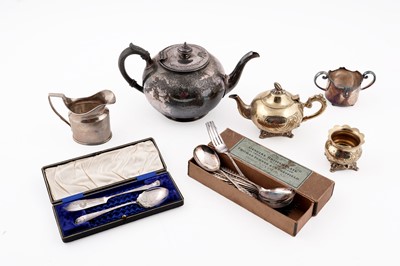 Lot 404 - A George III silver cream jug; and others