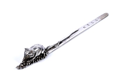 Lot 208 - An Elizabeth II Scottish silver novelty letter opener modelled as a field mouse on an ear of corn