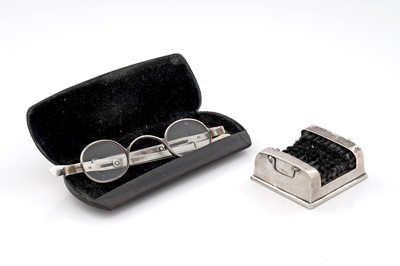Lot 304 - A late Victorian silver pen wipe; and a pair of silver spectacles