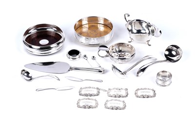 Lot 178 - Edwardian and later table silver; and an electroplate taste du vin