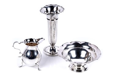 Lot 248 - Edwardian and later silver including: a 1920's posy vase