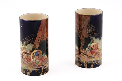 Lot 279 - A pair of Royal Doulton 'Gnomes' series ware vases
