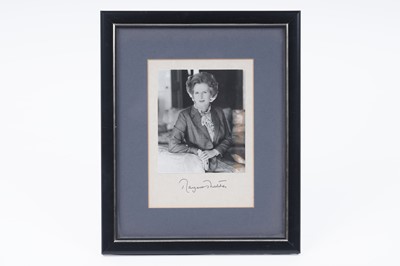 Lot 517 - Margaret Thatcher’s autograph; with a black and white photograph
