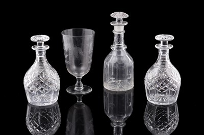 Lot 375 - Three 19th Century decanters; and a rummer