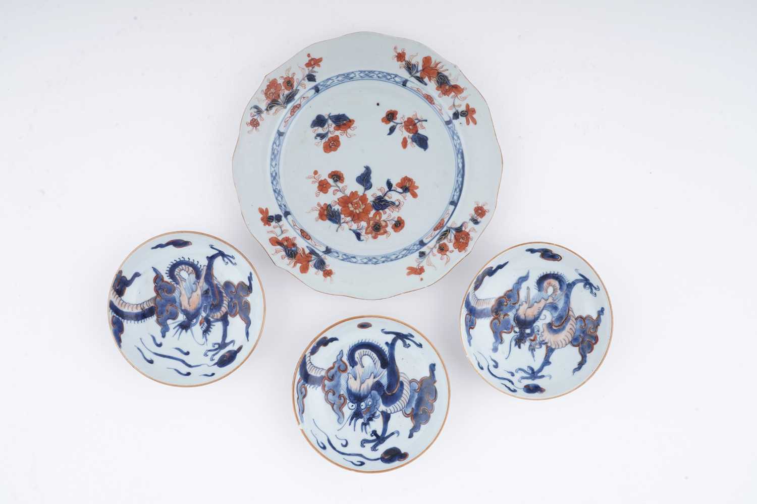 Lot 817 - A Chinese 'Imari' plate; and three saucers