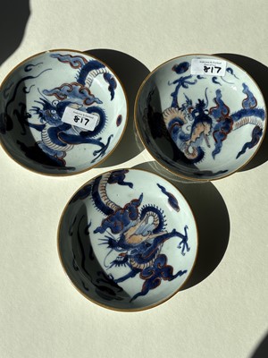 Lot 817 - A Chinese 'Imari' plate; and three saucers