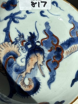 Lot 817 - A Chinese 'Imari' plate; and three saucers