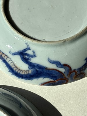 Lot 817 - A Chinese 'Imari' plate; and three saucers