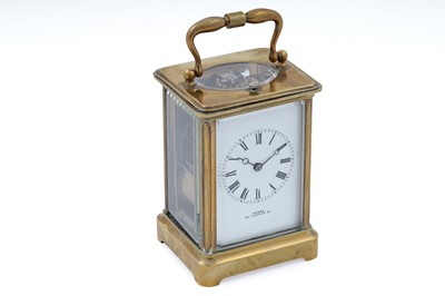 Lot 1012 - Retailed by Adams, Cannon Street: a French brass 8-day repeating carriage clock