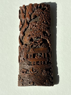 Lot 832 - A Chinese pink coral figure; and a bamboo section carving