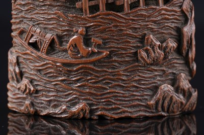 Lot 832 - A Chinese pink coral figure; and a bamboo section carving