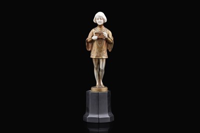 Lot 1020 - Ferdinand Preiss (1882-1943): a chryselephantine bronze and ivory figure 'The Casket Bearer'