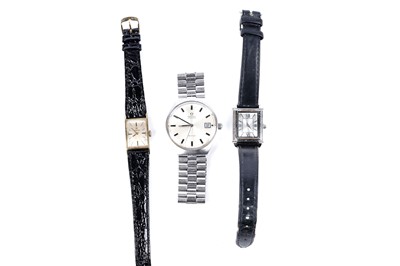 Lot 250 - An Omega De Ville Automatic stainless steel wristwatch; and two others