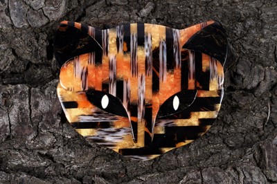Lot 66 - A Léa Stein 'Attila' tortoiseshell celluloid cat brooch