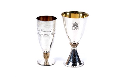 Lot 206 - Two Elizabeth II Royal Commemorative Mappin and Webb silver chalices