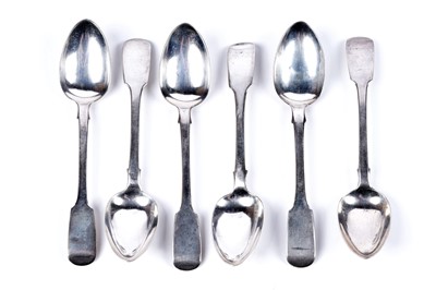 Lot 225 - A set of six Victorian Irish fiddle and rattail pattern teaspoons