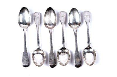 Lot 226 - A set of six George IV fiddle pattern teaspoons