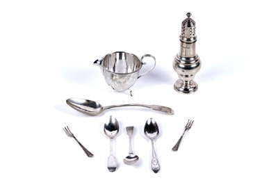 Lot 228 - Antique and modern silver items including: a sugar caster