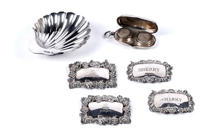 Lot 235 - Antique silver including two William IV silver bottle labels