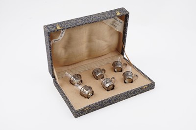 Lot 86 - An early 20th Century Italian silver liqueur set retailed by Isidoro Raciti