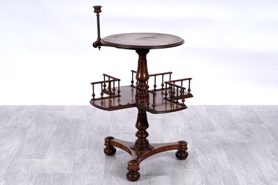 Lot 29 - An early Victorian burr walnut and walnut revolving bookcase/reading table