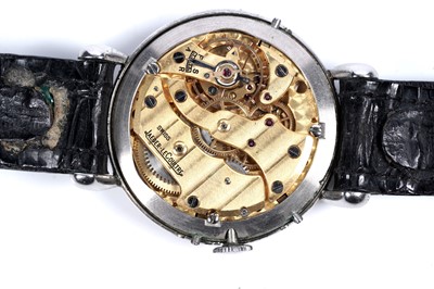 Lot 783 - Jaeger LeCoultre: a rare stainless steel cased triple calendar moon phase manual wind wristwatch