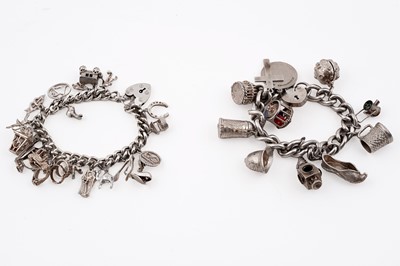 Lot 46 - Two silver charm bracelets