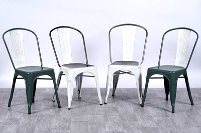 Lot 151 - A set of four industrial stacking chairs
