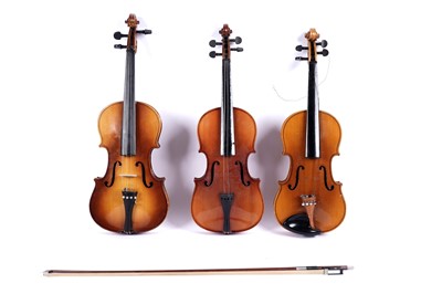Lot 42 - Three student violins