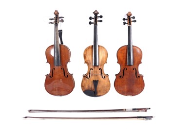 Lot 43 - Three violins for repair