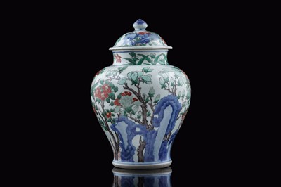 Lot 816 - A Chinese Wucai jar and cover