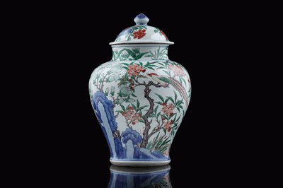 Lot 816 - A Chinese Wucai jar and cover