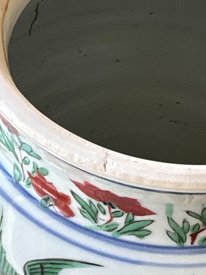 Lot 816 - A Chinese Wucai jar and cover