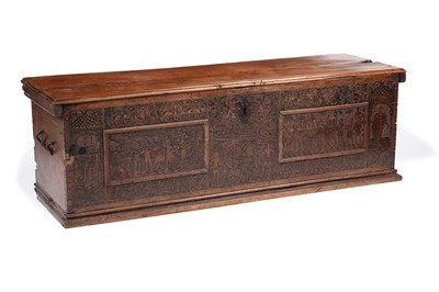 Lot 1045 - A late 17th Century Italian walnut cassone or coffer