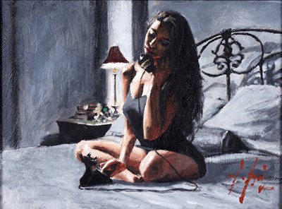 Lot 672 - Fabian Perez - Study for Black Phone III | oil