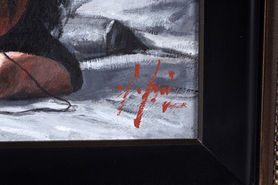 Lot 672 - Fabian Perez - Study for Black Phone III | oil