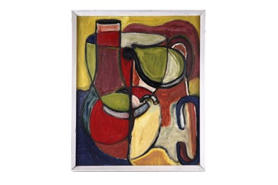 Lot 673 - Cubist School - Still live with vases and fruit | oil