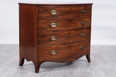 Lot 2 - A George III inlaid mahogany and satinwood banded bowfront chest of drawers