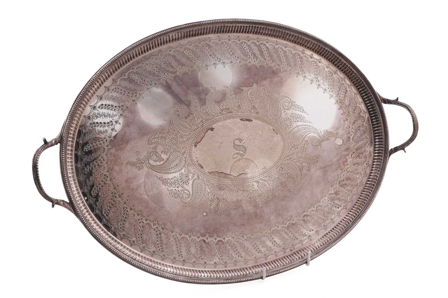Lot 158 - A Victorian silver two handled oval tea tray